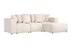 Andrarum Sofa Med Sjeselong-Cubo 4-seters Dyp Modulsofa med Divan i Stoff Beige