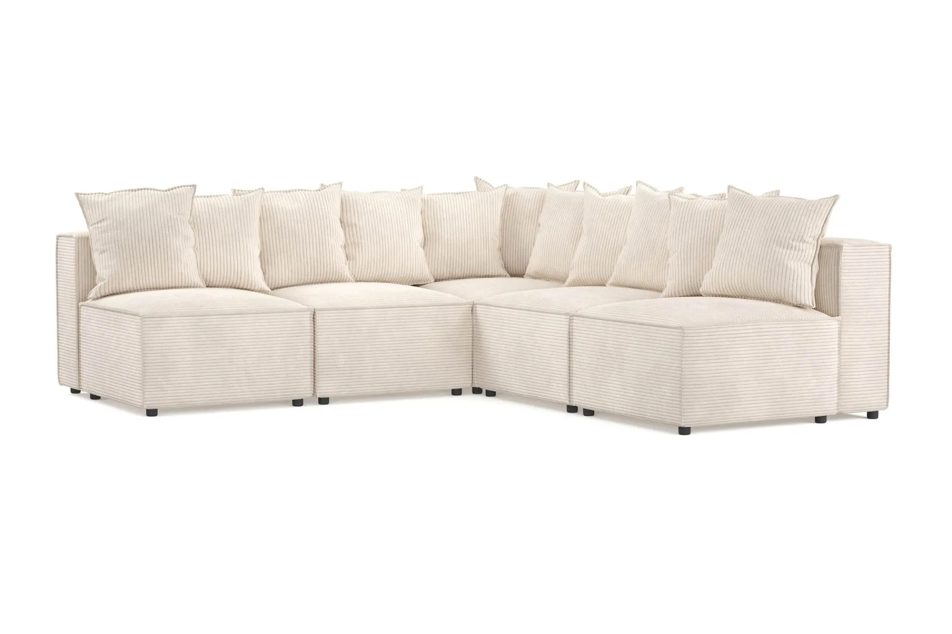 Andrarum Hjørnesofa-Cubo 5-seters L-formet Dyp Modulhjørnesofa i Manchester Beige