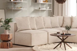 Andrarum Hjørnesofa-Cubo 5-seters L-formet Dyp Modulhjørnesofa i Manchester Beige