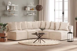 Andrarum Hjørnesofa-Cubo 5-seters L-formet Dyp Modulhjørnesofa i Manchester Beige
