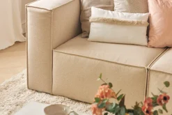 Andrarum Sofa Med Sjeselong-Cubo 4-seters L-formet Dyp Modulsofa med Divan i Stoff Beige