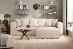 Andrarum Sofa Med Sjeselong-Cubo 4-seters L-formet Dyp Modulsofa med Divan i Stoff Beige
