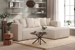 Andrarum Sofa Med Sjeselong-Cubo 4-seters L-formet Dyp Modulsofa med Divan i Manchester Beige