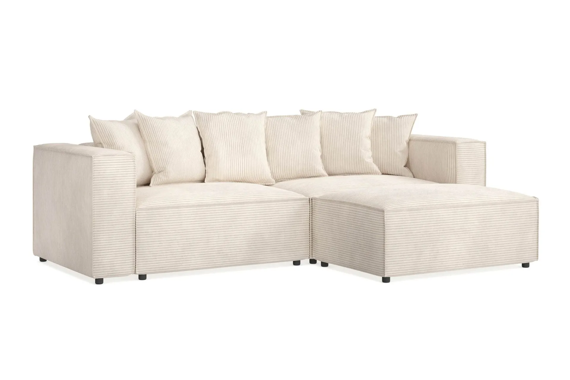 Andrarum Sofa Med Sjeselong-Cubo 4-seters L-formet Dyp Modulsofa med Divan i Manchester Beige