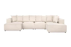 Andrarum U-Sofa-Cubo 5-seters U-formet Dyp Modulsofa med Divan og Sjeselong i Fløyel Beige