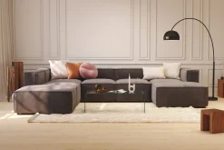 Andrarum Cubo 5-seters U-formet Dyp Modulsofa med Divan og Sjeselong i Fløyel