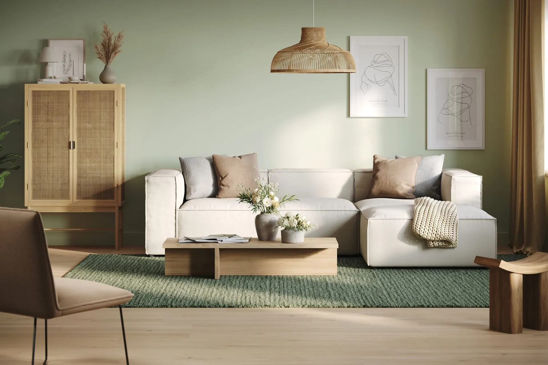 Andrarum Cubo 4-seters Vendbar L-formet Dyp Modulsofa med Divan i Stoff