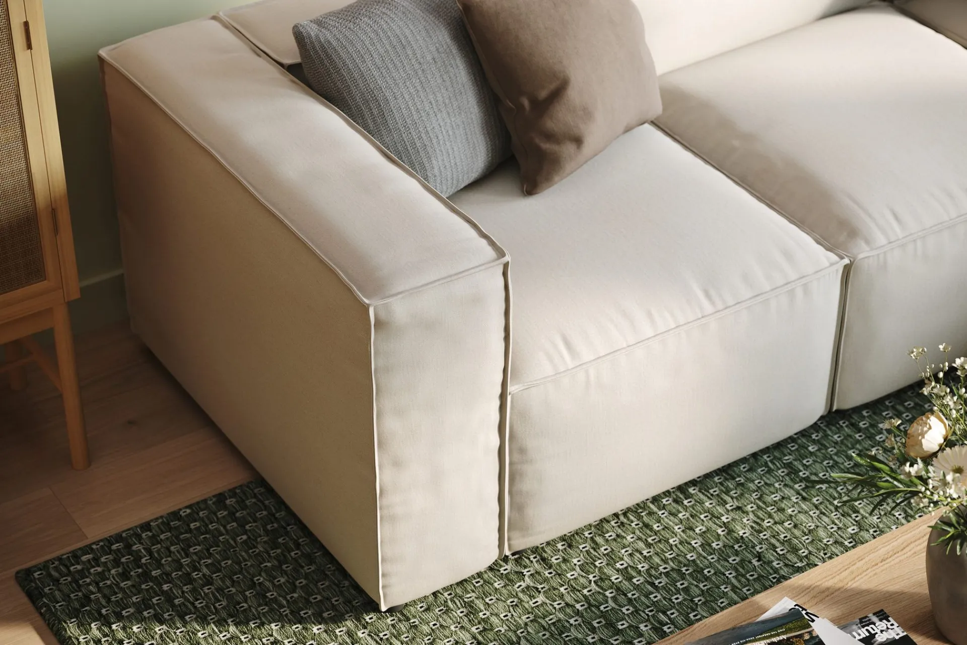 Andrarum Cubo 4-seters Vendbar L-formet Dyp Modulsofa med Divan i Stoff