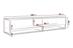 Tv-Benk & Mediabenk-Cuguen Tv-skap 180 cm RGB LED tre