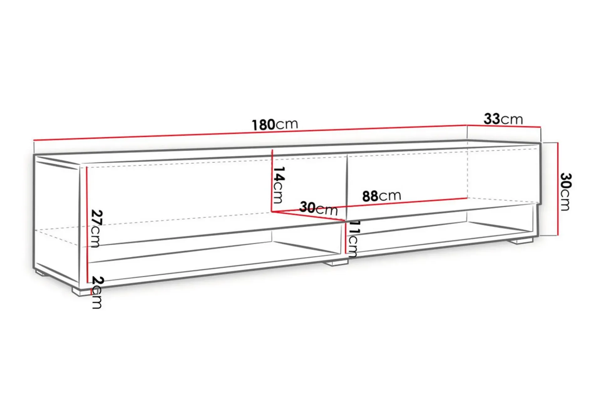 Tv-Benk & Mediabenk-Cuguen Tv-skap 180 cm RGB LED tre