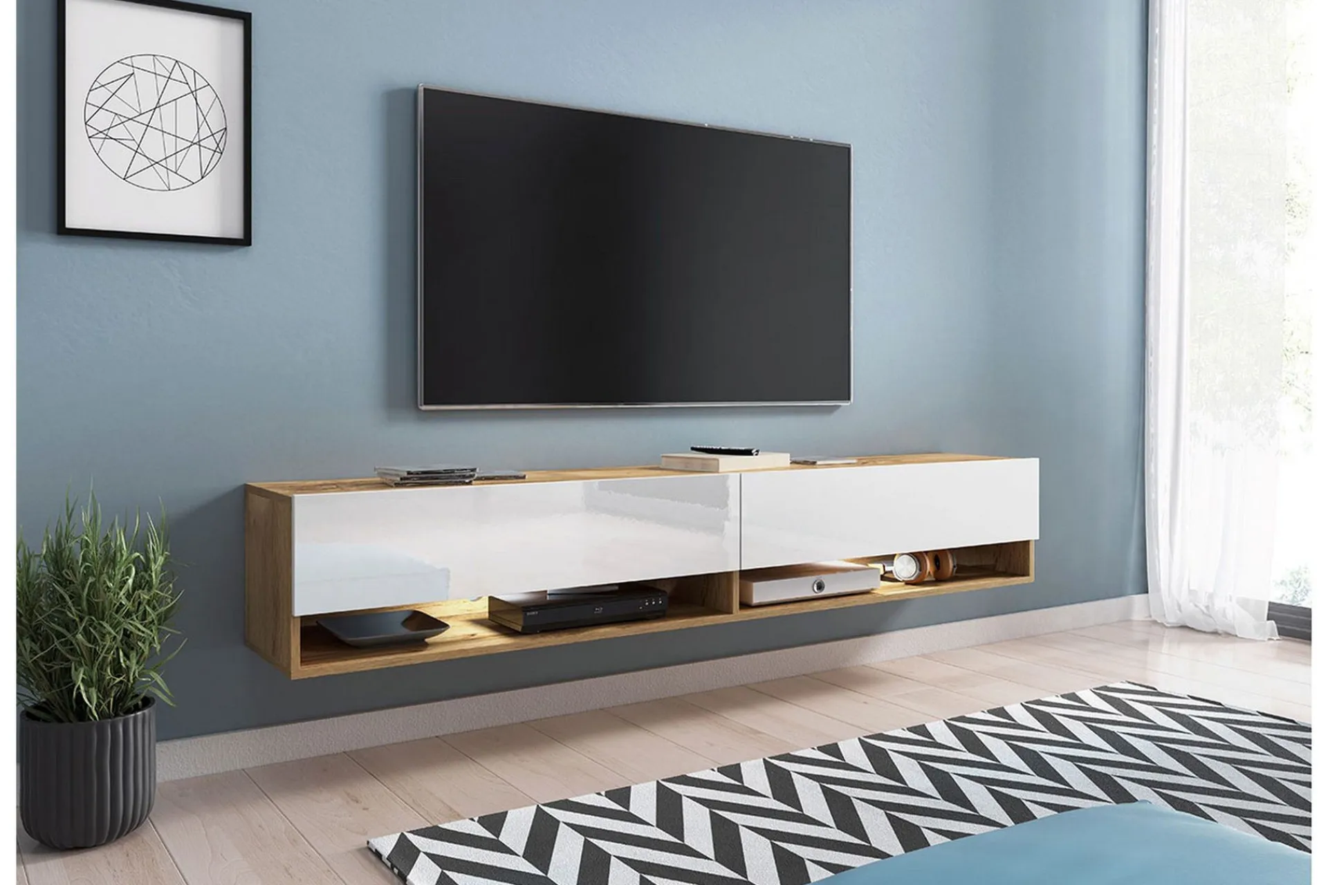 Tv-Benk & Mediabenk-Cuguen Tv-skap 180 cm RGB LED tre