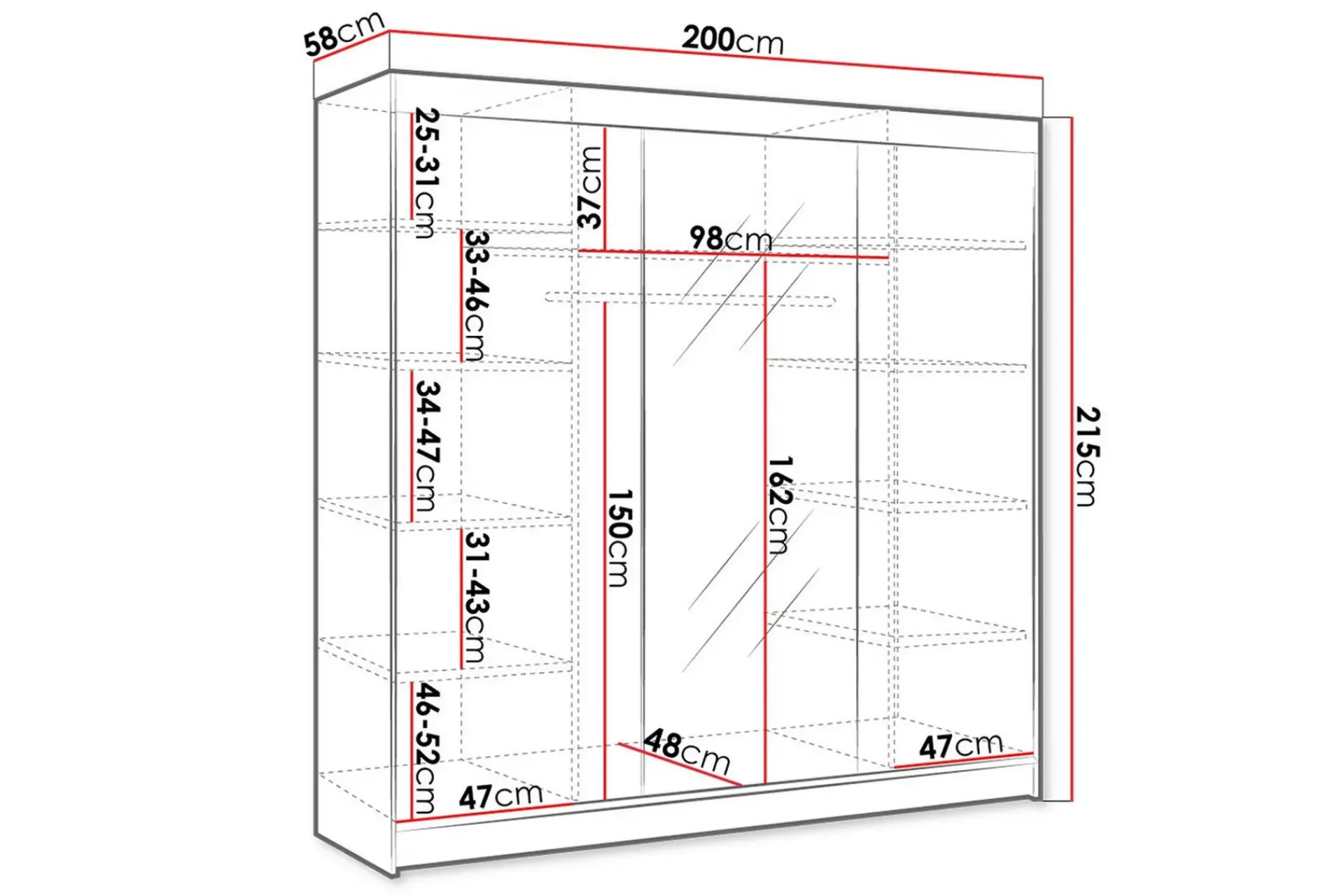 Garderober & Garderobesystem-Cyria Garderobe med Speil 200x215 cm Brun/Hvit