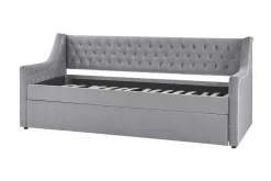 Velour Sofa & Fløyel Sofa-Dagseng 90 x 200 cm fløyel grå MONTARGIS Grey