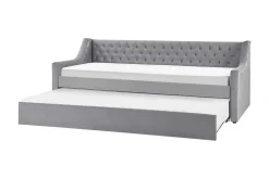 Velour Sofa & Fløyel Sofa-Dagseng 90 x 200 cm fløyel grå MONTARGIS Grey