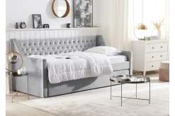 Velour Sofa & Fløyel Sofa-Dagseng 90 x 200 cm fløyel grå MONTARGIS Grey