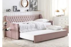 Velour Sofa & Fløyel Sofa-Dagseng 90 x 200 cm fløyel rosa MONTARGIS Lyserød