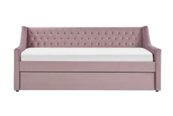 Velour Sofa & Fløyel Sofa-Dagseng 90 x 200 cm fløyel rosa MONTARGIS Lyserød