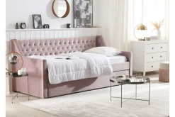 Velour Sofa & Fløyel Sofa-Dagseng 90 x 200 cm fløyel rosa MONTARGIS Lyserød