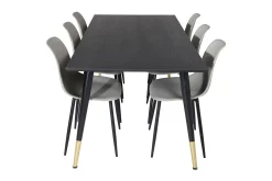 Venture Home Spisegrupper-Daicy Spisegruppe 180 cm inkl. 6 Ypas Stoler Svart