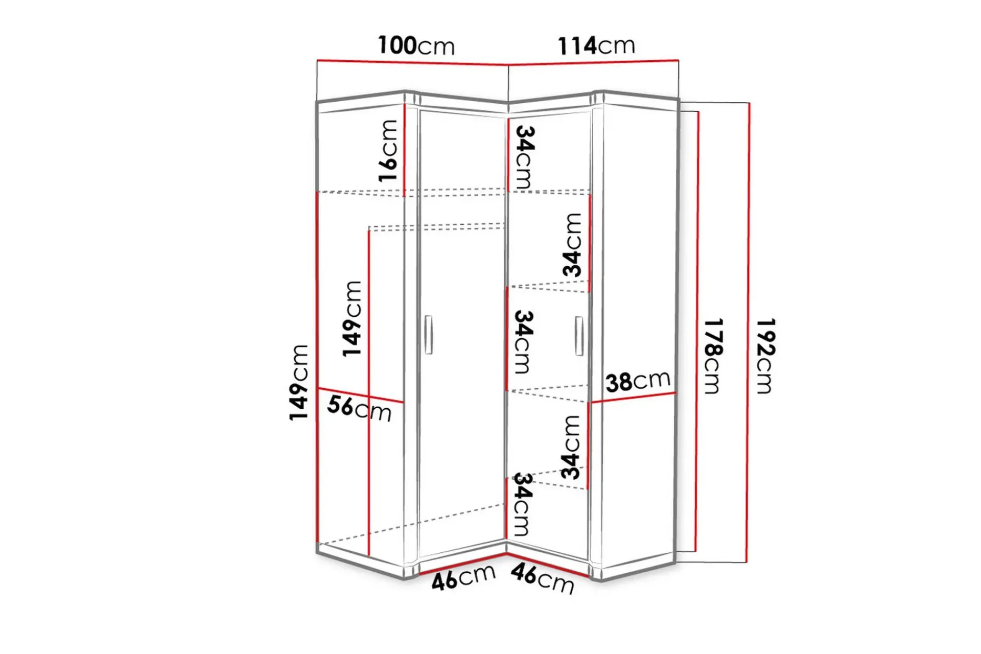 Garderober & Garderobesystem-Dallas Garderobe 100x58x192 cm tre