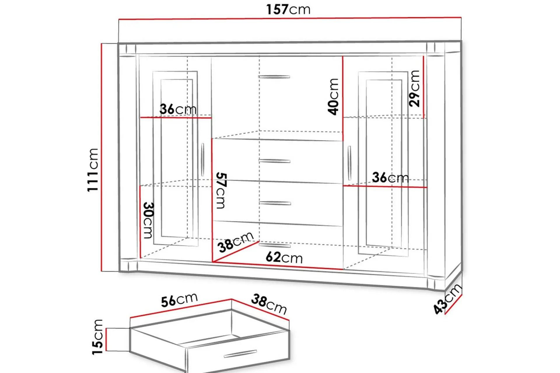 Sideboard & Skjenker-Dallas Skjenk 157x43,5x111 cm tre