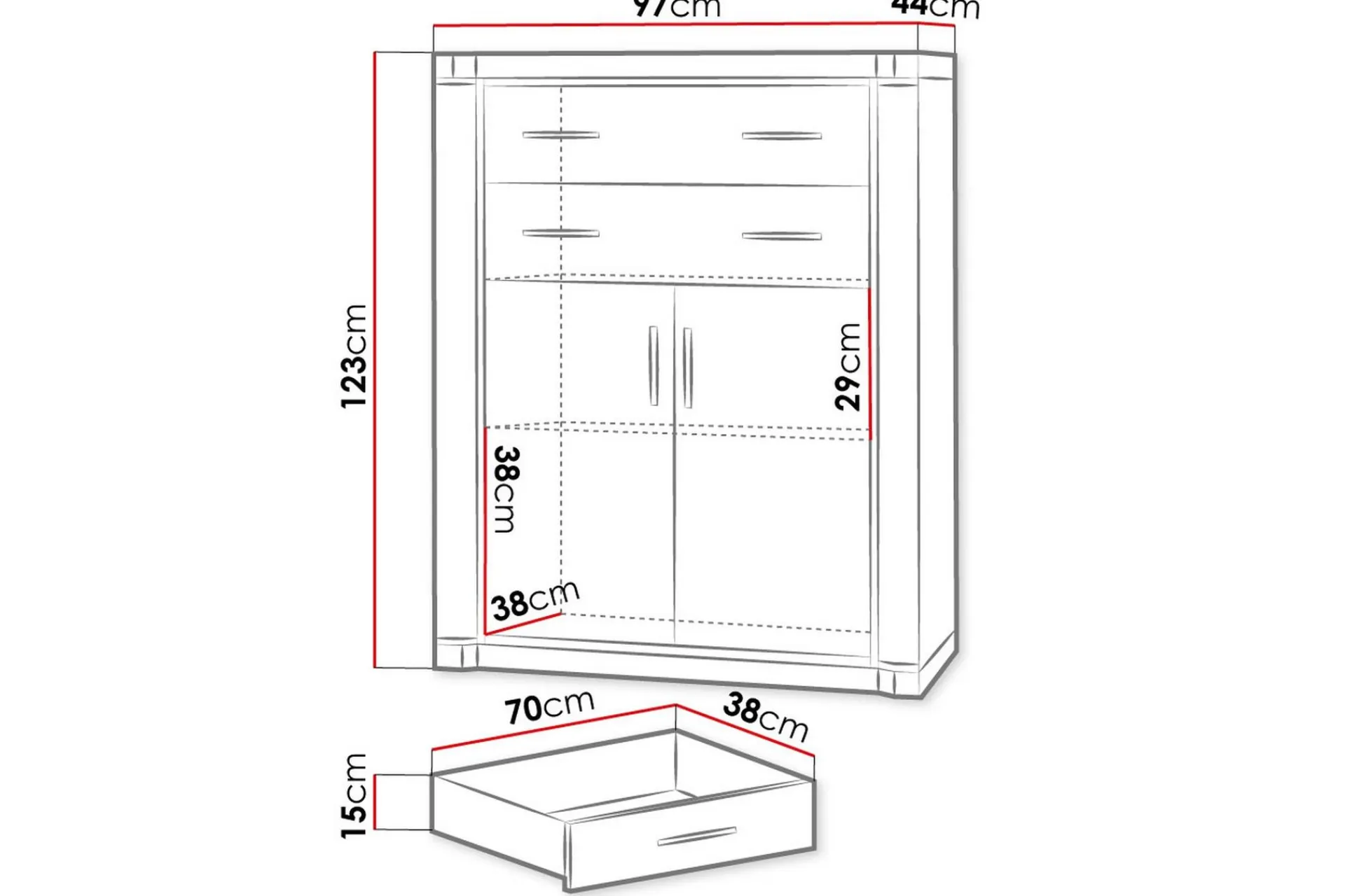 Sideboard & Skjenker-Dallas Skjenk 97x43,5x123 cm trøffel