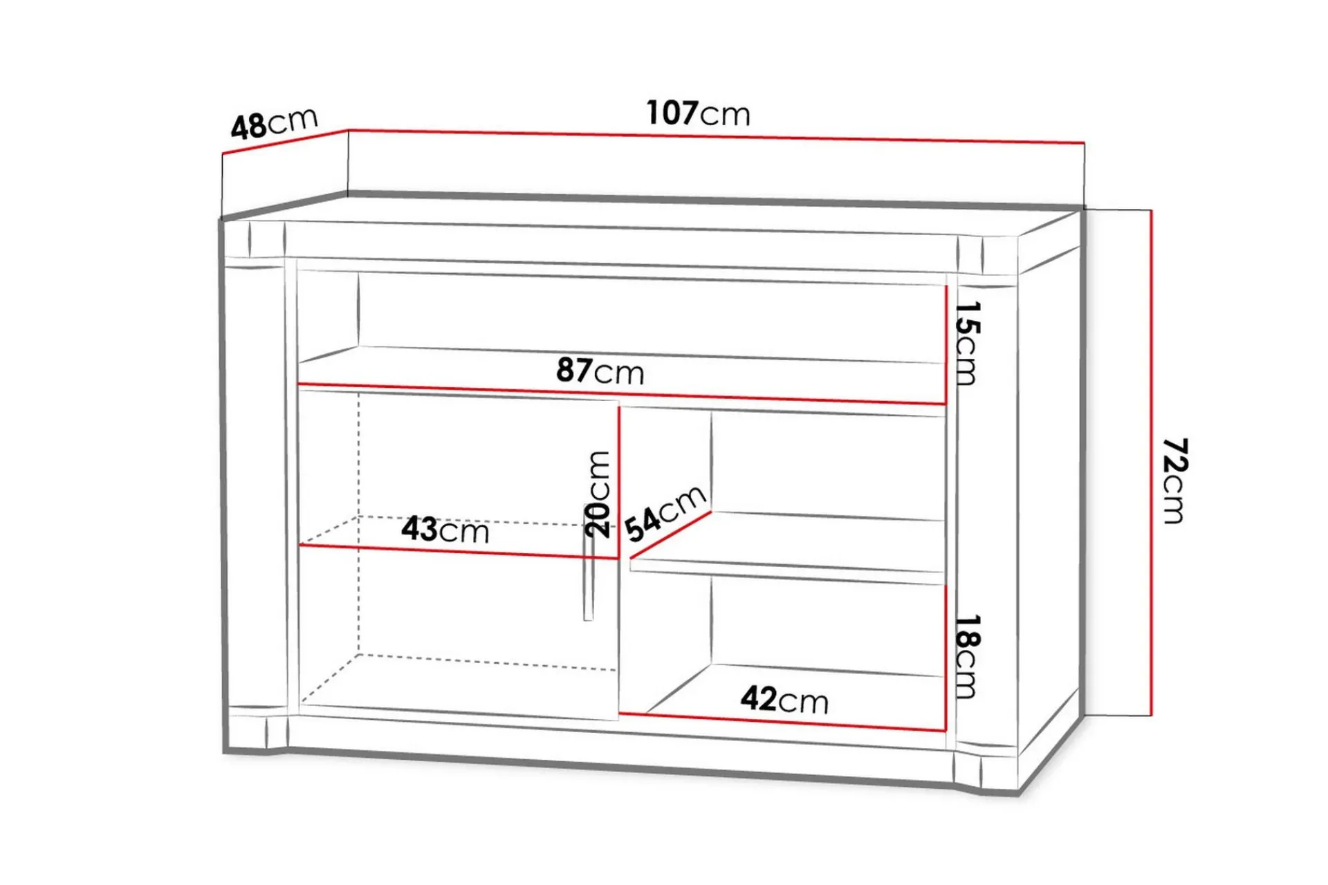 Dallas TV-benk 107x48x72 cm