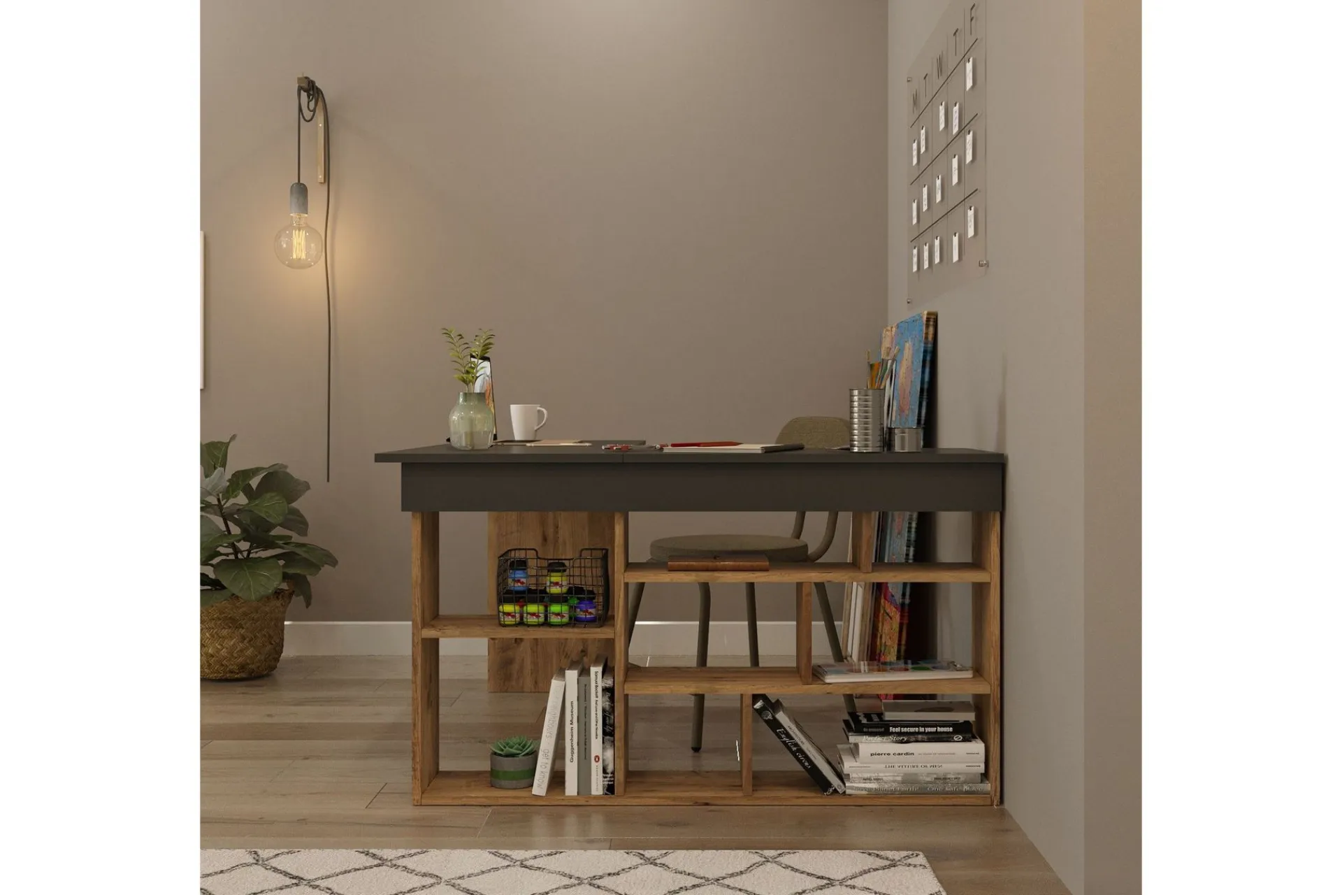 Kontorbord-Dalran Skrivebord 129 cm Natur,Svart
