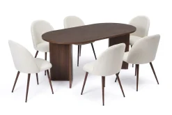 Spisegrupper-Dano Spisebord 180 cm med 6 Nibe Plus Spisestoler Hvit,Brun