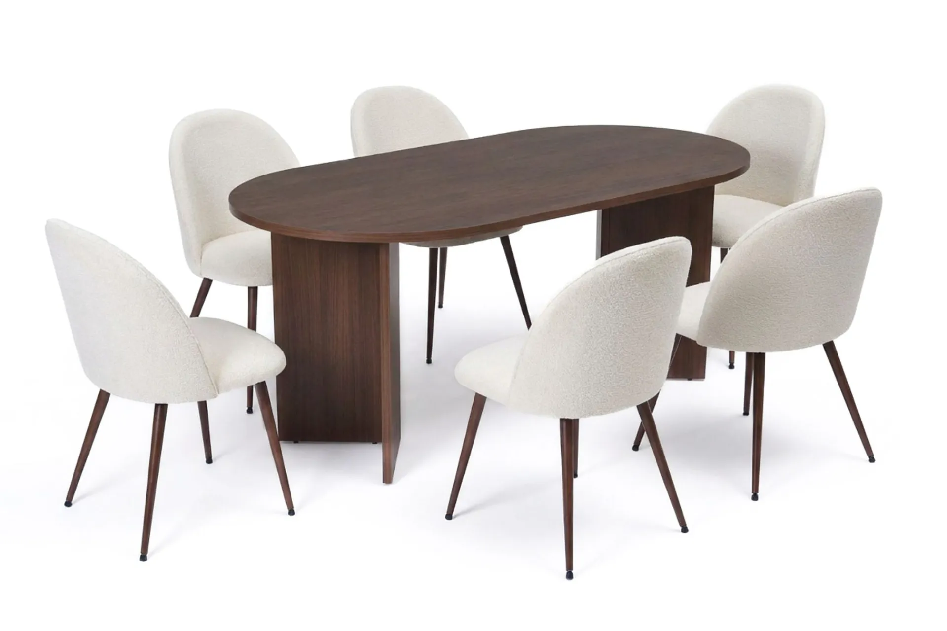 Spisegrupper-Dano Spisebord 180 cm med 6 Nibe Plus Spisestoler Hvit,Brun