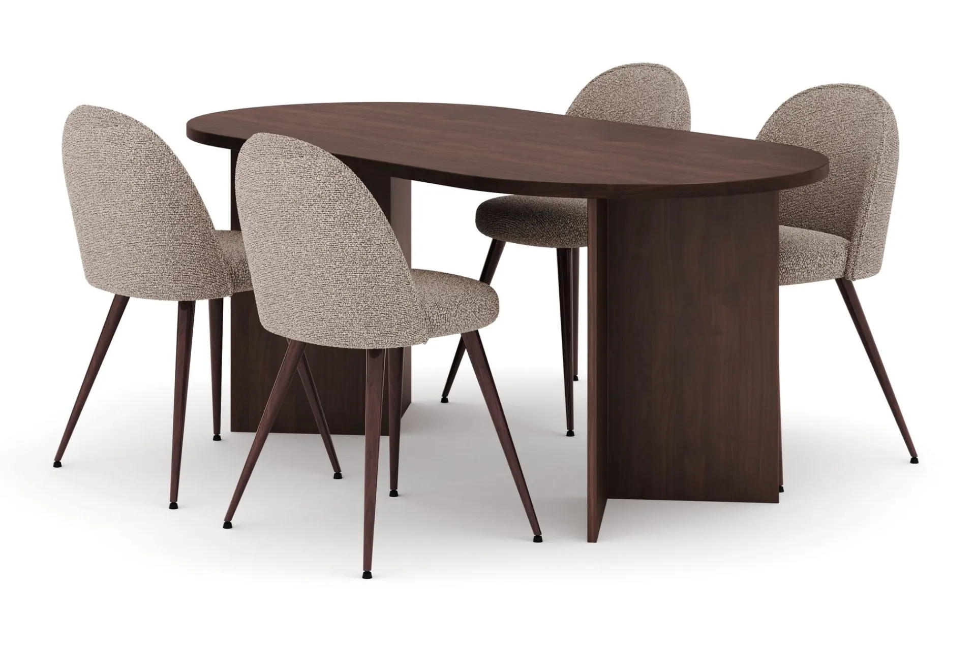 Spisegrupper-Dano Spisebord 180 cm med 4 Nibe Plus Spisestoler Valnöt