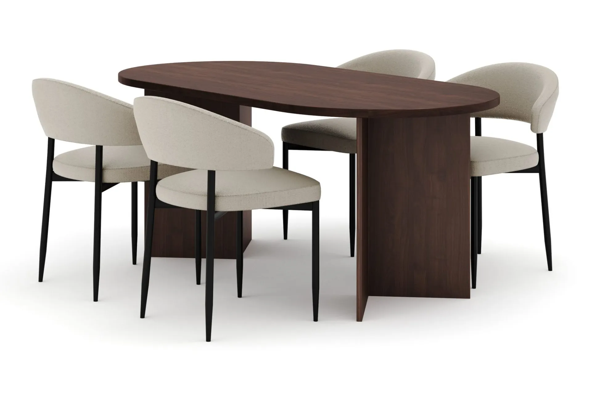 Spisegrupper-Dano Spisebord 180 cm med 4 Sawako Spisestoler Valnöt