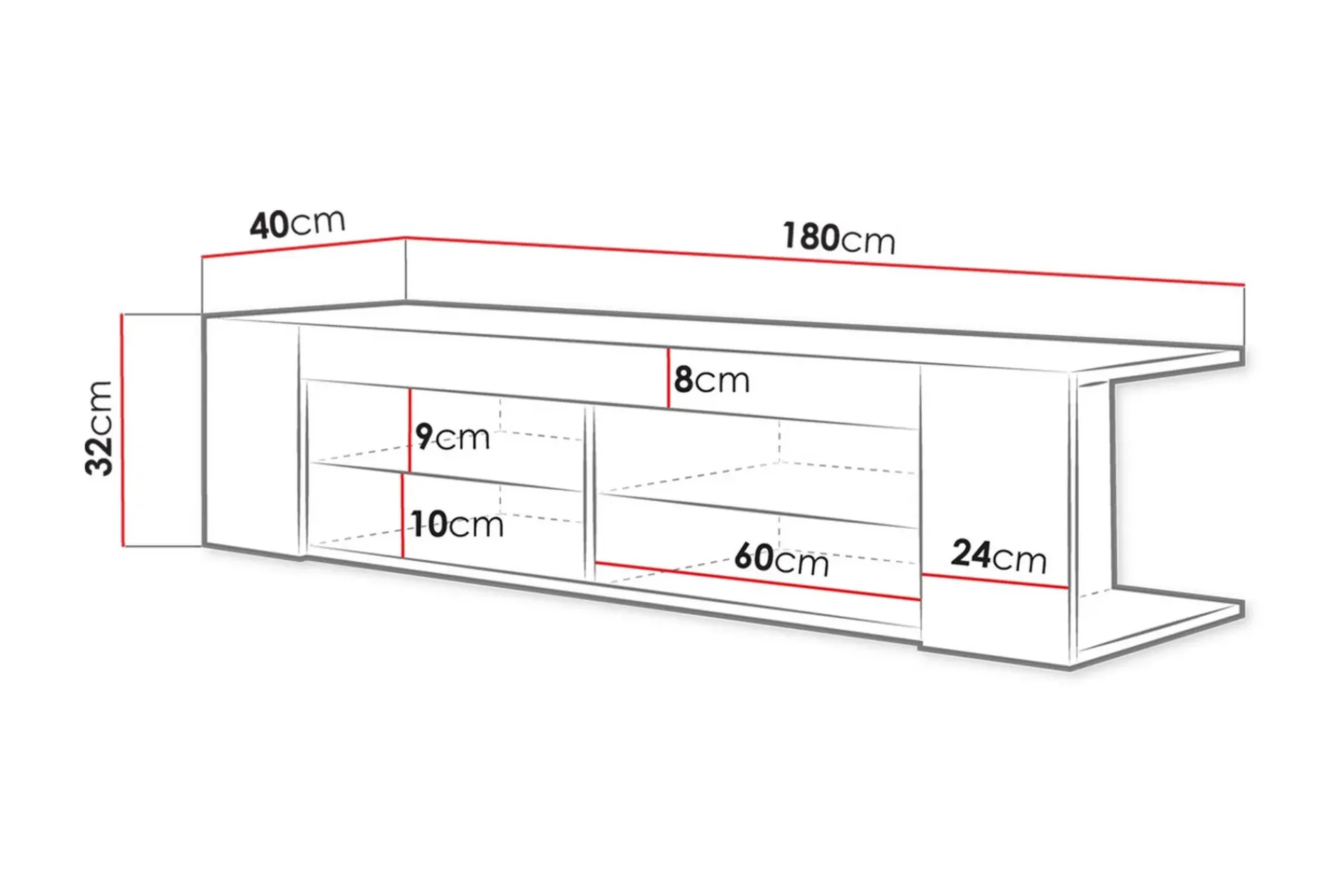 Tv-Benk & Mediabenk-Davalos Tv-benk 180 cm Eik