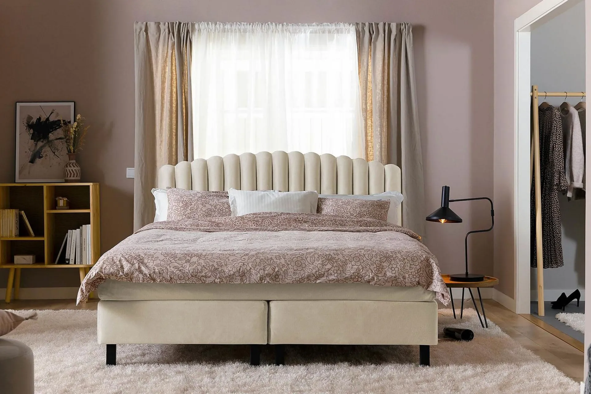 Sengetilbehør & Sengegavl-Davia Sengegavl Fløyel 160 cm Beige