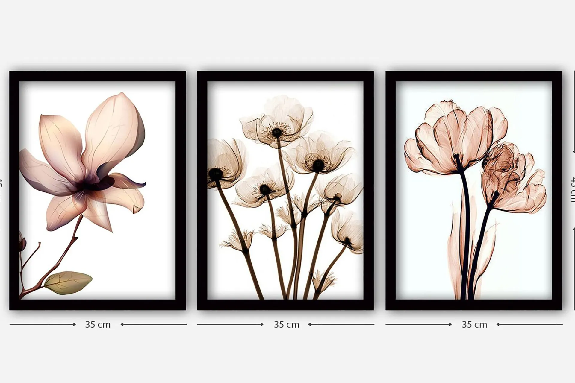 Posters|Oljemaling-Decorative Framed Painting (3 Pieces) 35x45 Flerfärgad