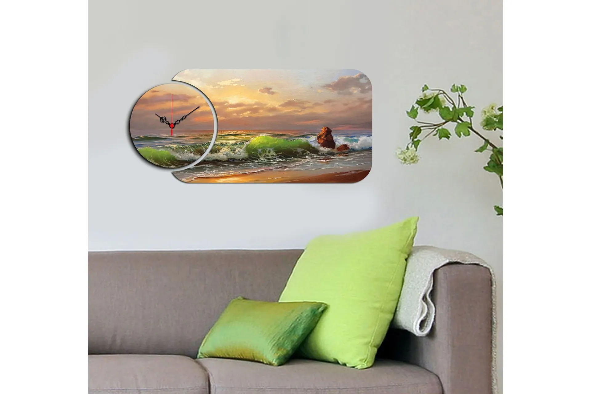Veggklokke-Decorative MDF Clock (2 Pieces) 68x32 Flerfärgad