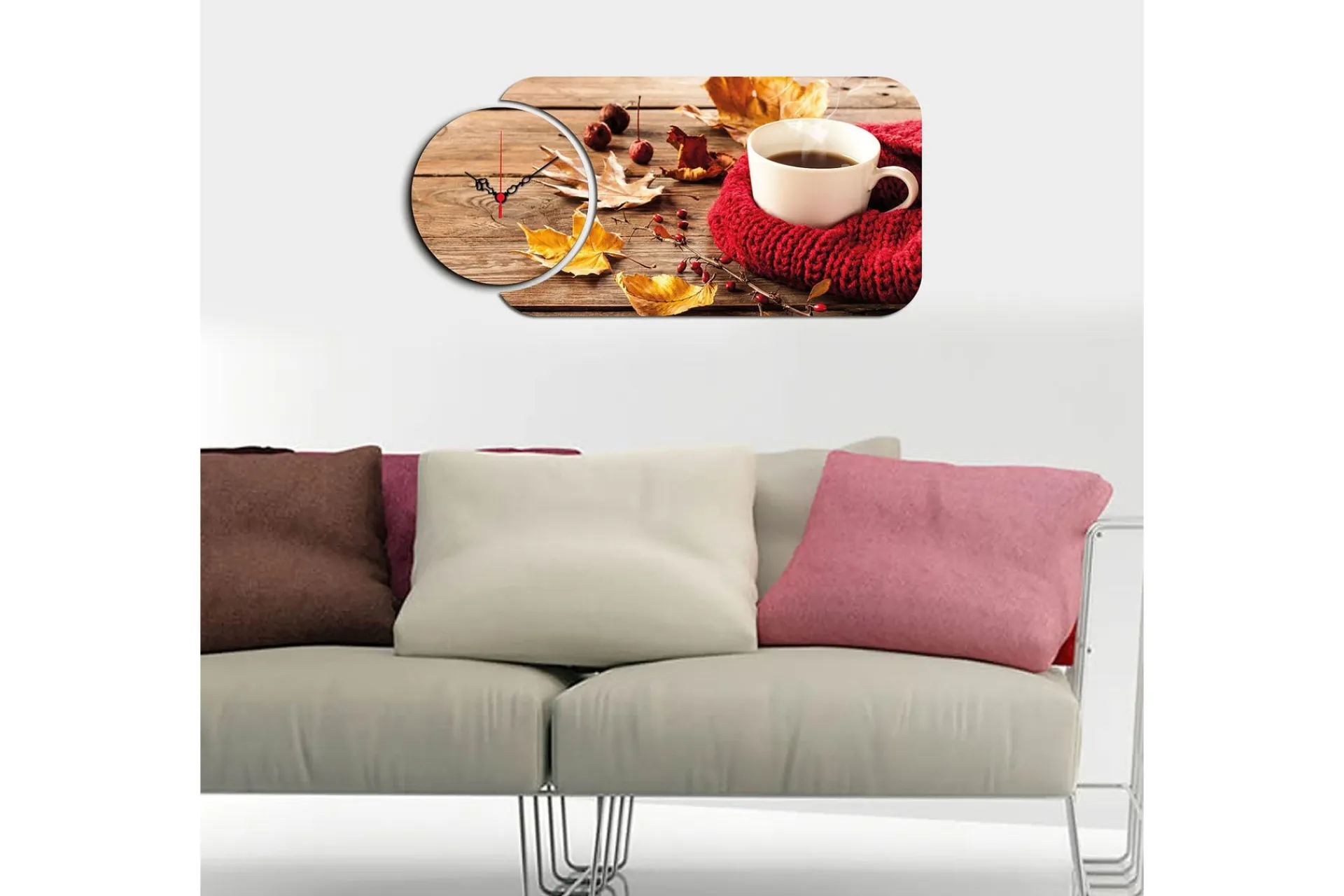 Veggklokke-Decorative MDF Clock (2 Pieces) 68x32 Flerfärgad