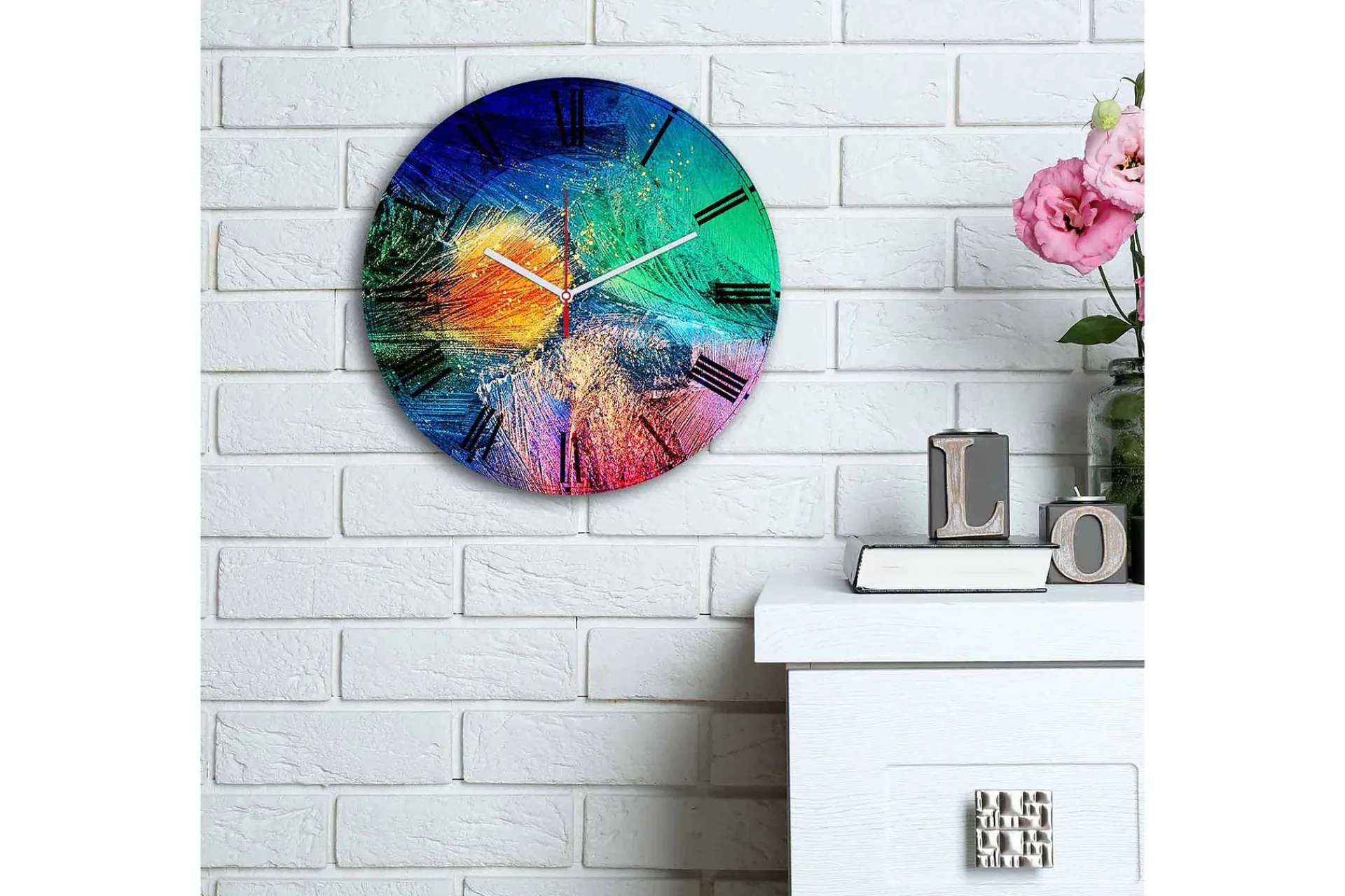 Veggklokke-Decorative MDF Clock 30x Flerfärgad