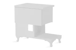 Avlastningsbord-Decorotika Nattbord 46 cm med Oppbevaring Skuff + Hyller Ben Hvit