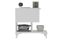 Avlastningsbord-Decorotika Nattbord 46 cm med Oppbevaring Skuff + Hyller Ben Hvit