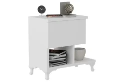 Avlastningsbord-Decorotika Nattbord 46 cm med Oppbevaring Skuff + Hyller Ben Hvit