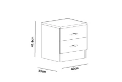 Avlastningsbord-Decorotika Nattbord 40 cm med Oppbevaring 2 Skuffer Hvit