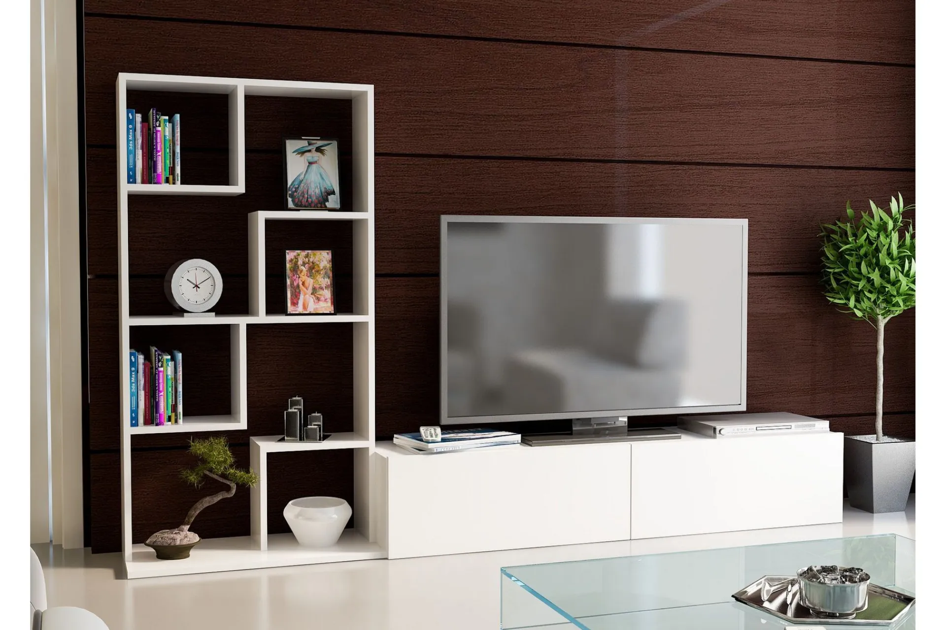 Tv-Møbelsett-Decorotika TV-benk Hvit