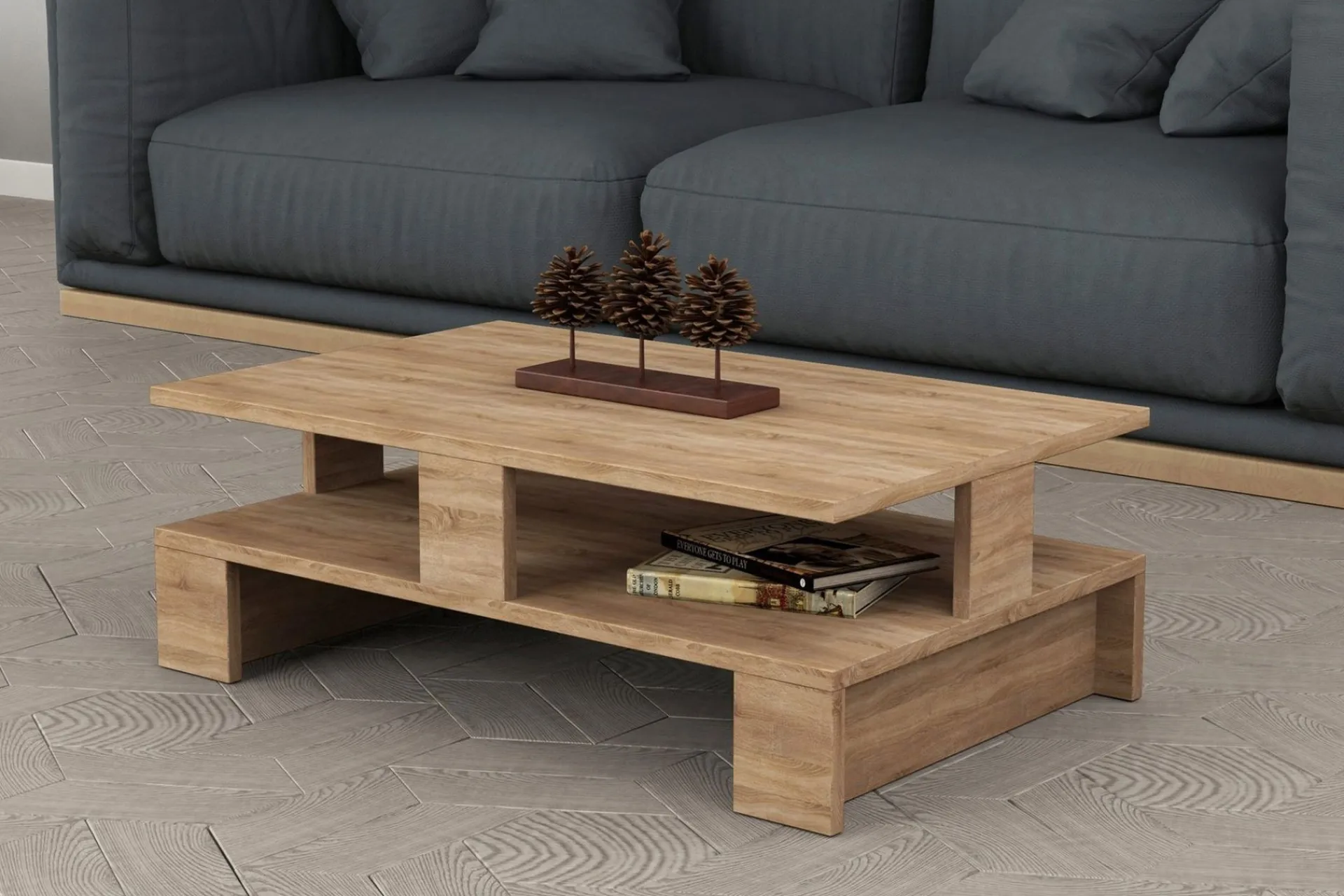 Sofabord-Decorta Sofabord 80 cm med Oppbevaringshylle Brun