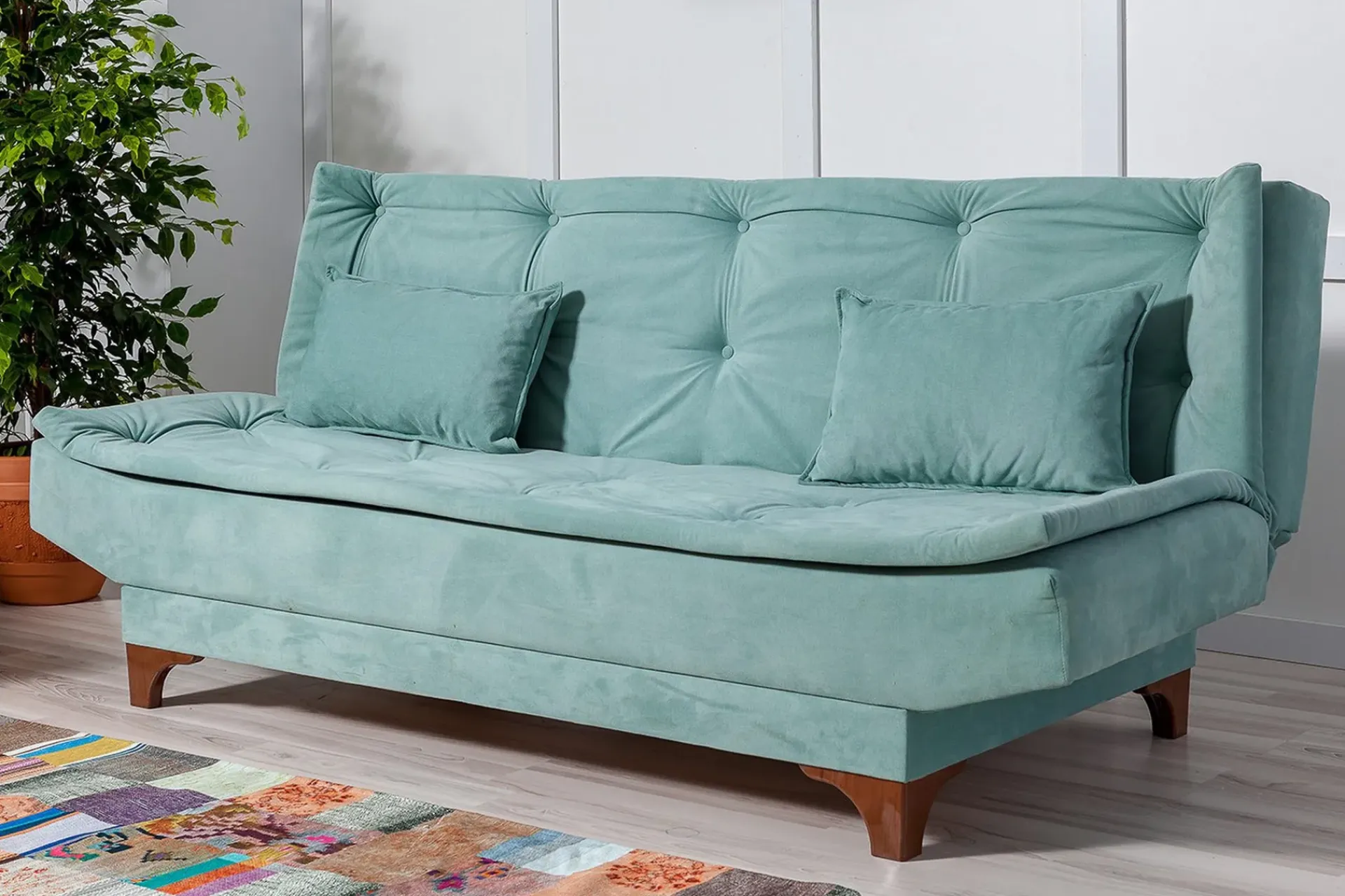 Velour Sofa & Fløyel Sofa-Defiglio 3-seter Sovesofa Lysegrønn
