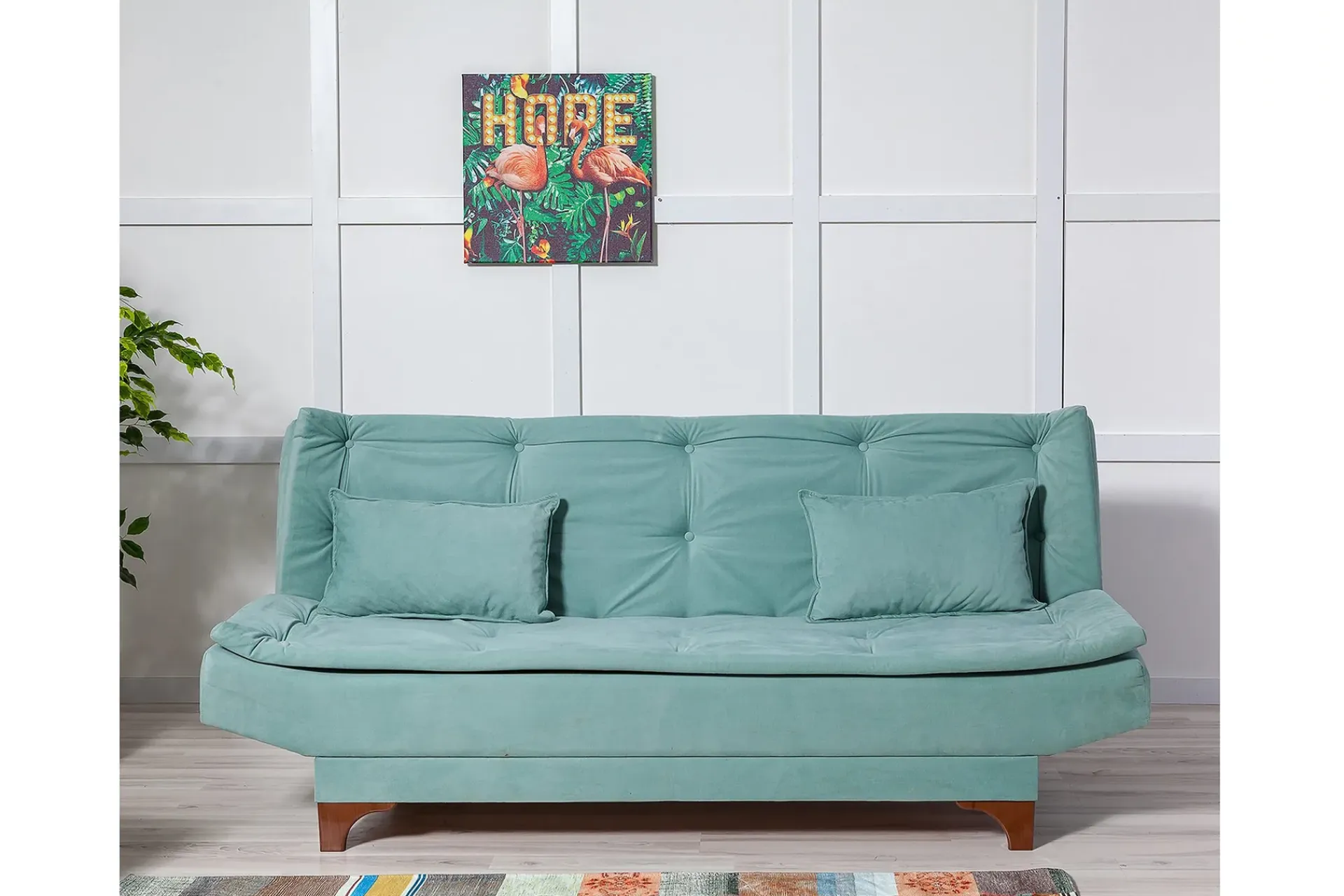 Velour Sofa & Fløyel Sofa-Defiglio 3-seter Sovesofa Lysegrønn