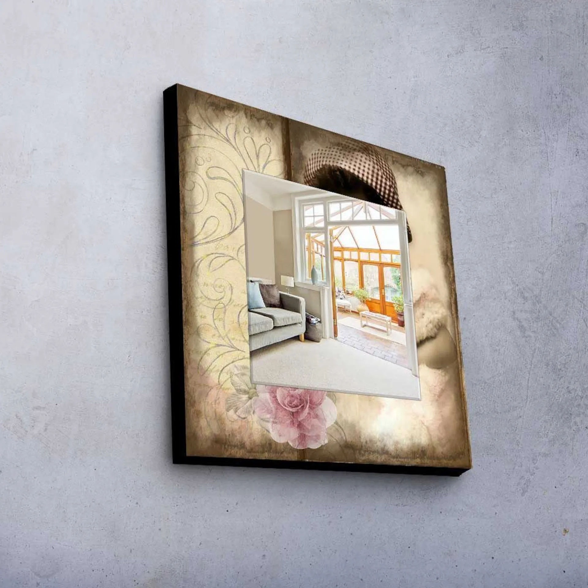 Veggspeil|Gangspeil-Dekorspeil 50x50 cm Flerfärgad