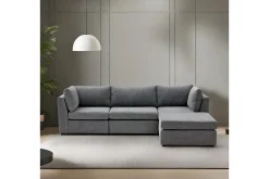 Sofa Med Sjeselong-Deliones Hjørnesofa 3-seter Grey