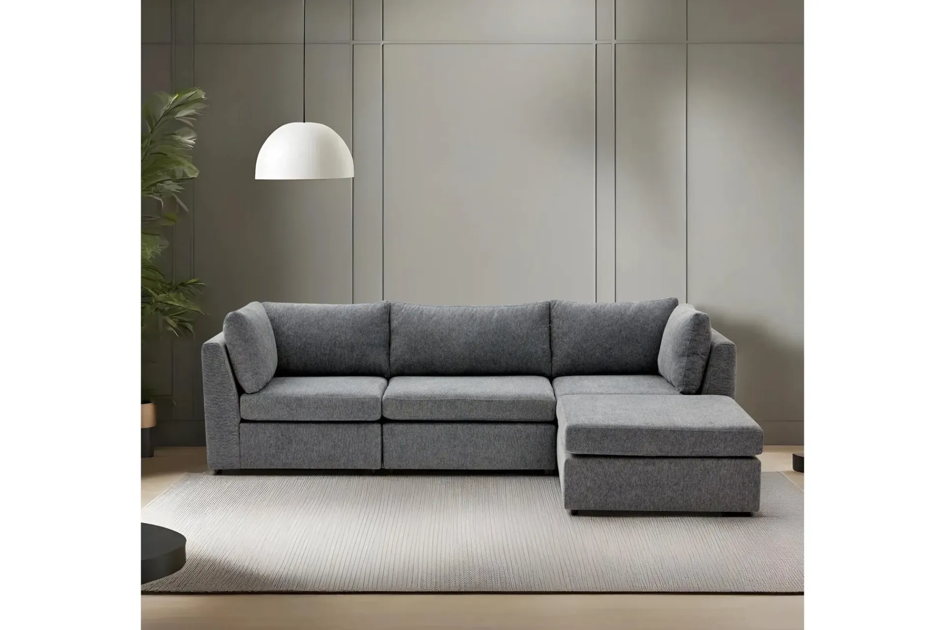 Sofa Med Sjeselong-Deliones Hjørnesofa 3-seter Grey