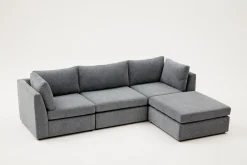 Sofa Med Sjeselong-Deliones Hjørnesofa 3-seter Grey